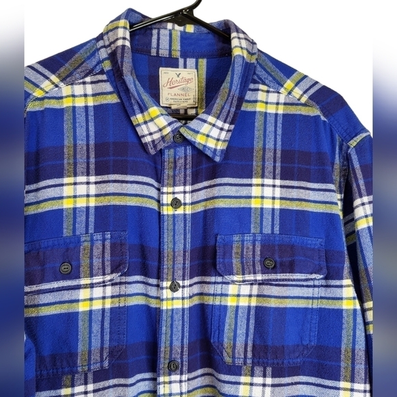 Heritage American Eagle XXL_TTG Shacket Flannel Shirt blue/white/yellow - Picture 5 of 16
